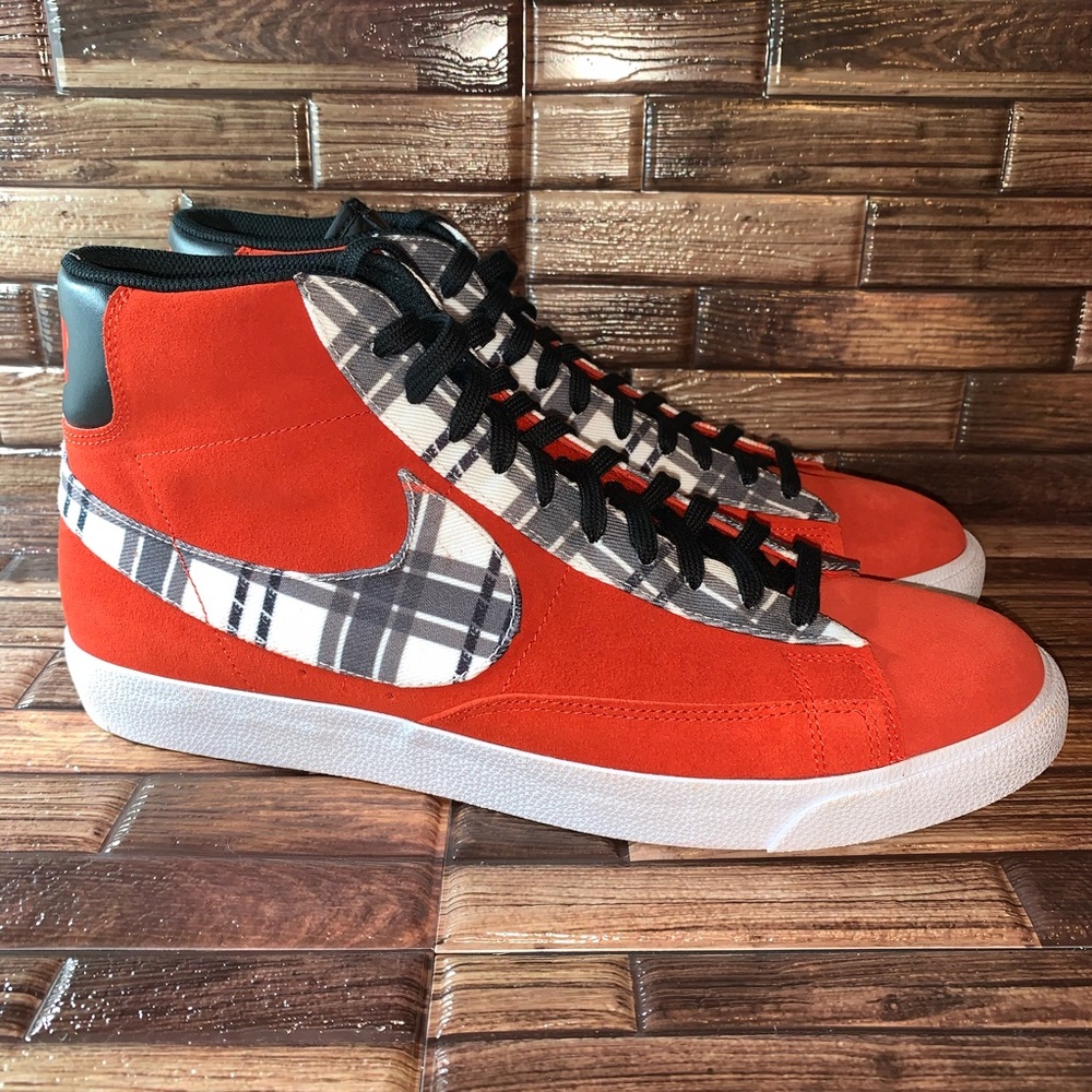 Nike Ben Simmons Mid Blazer Shoes Orange Red plaid - Picture 8 of 8